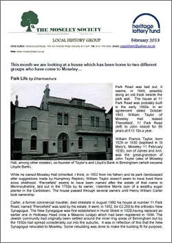 Moseley History News February 2013