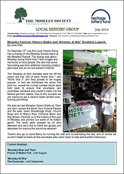 Moseley History News July 2013